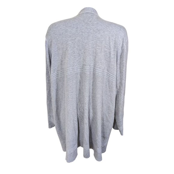 89th + Madison Womens Longline Open Front Ribbed Knit Cardigan Sweater Plus Gray - Picture 4 of 6